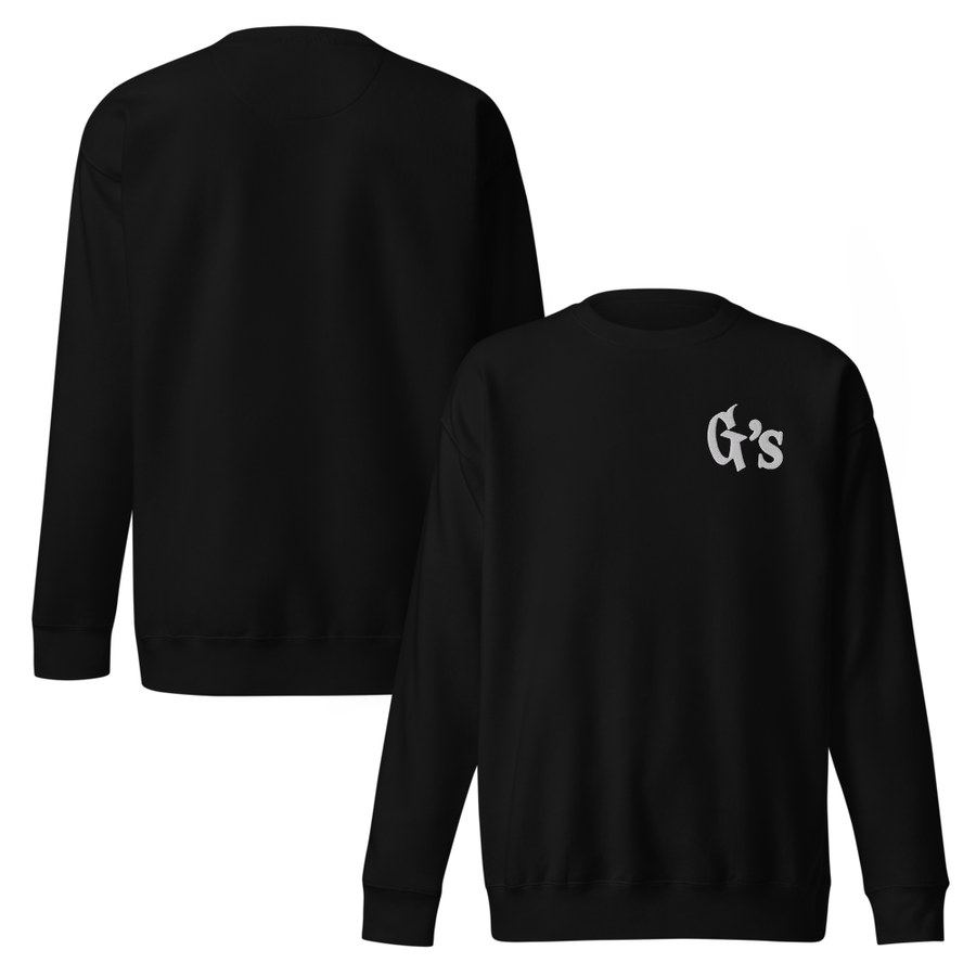 Sudadera New G's negra — frontal y trasera
