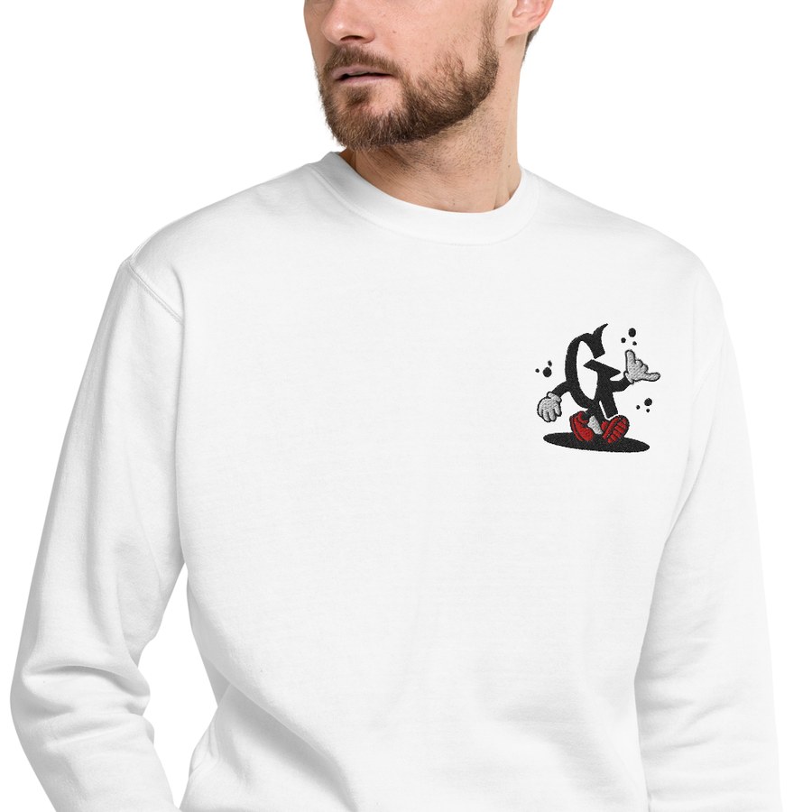 Sudadera New G's blanca — detalle del bordado